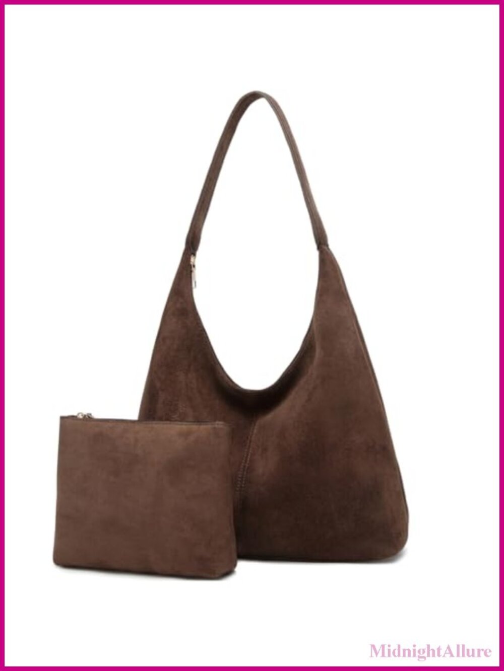 Faux Suede Slouchy Hobo Shoulder Bag Soft Crescent Tote Purse for Women
